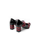 Colorful Bridge丨Double Strapped Flats GOTH Small Square Toe Mary Jane Shoes Mid Heel Women's Flats