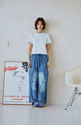 26SS★ Washed Balloon Cargo Denim Pants