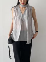[Scarf SET] Sica V-Neck Sleeveless Blouse