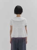 ベンテッドペターパンカラーブラウス (White)