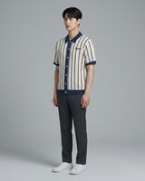 Ivory&Navy Stripe Short Sleeve Cardigan
