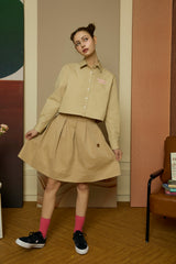 キャンパスラバーベージュクロップシャツ[For women]