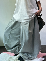 コリアン/ストリング 🤍 フォーマルカーブフロントプレートコットンストリングバルーンパンツ 🤍🩶🤎🖤 - 5 カラーズ