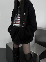 american flag overfit hood(unisex / fleece-lined)