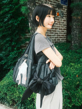 [Medium] Bow Shoulder Bag (Dot Black)