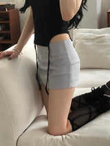 ピンタックミニサテンスカート