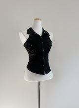 Eriso button halter top (black)