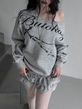 eyelet one-shoulder lettering mtm (2color)