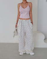 Flower cargo string jogger & wide pants