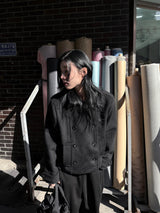 BLACK BUTTON SHORT COAT
