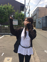 ホビン シースルー ニット フード カーディガン