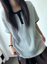 クロワ ワッフル ヘンリー オーバーサイズ Tシャツ 5カラー