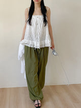 Pleo Strap Banding Wide Pants