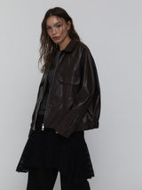 Eco Leather Bomber Jacket_Brown