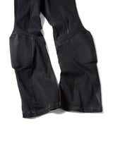 PADDED FLARED BLACK DENIM PANTS 