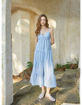 Blanc Halter Dress Blue