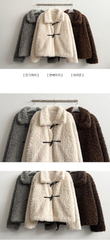 Elti fur fleece tteokboki button collar jacket