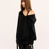 Hairy Zipslit Pullover - Black