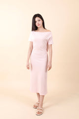 オフショルダースリットロングワンピース Pink
