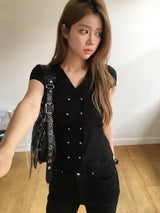 Double button v blouse
