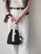 Simple line mini string pouch bag - black