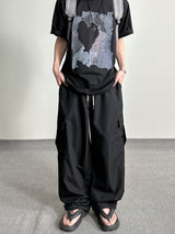 Color string wide cargo pants