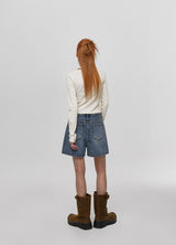 [B-DENIM] ウォッシングショート012 - BLUE