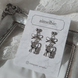 Kitty and Bow Piercing - Silver Color