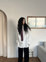 [UNISEX] ミニマルオーバーフィットコットン長袖シャツ(7 colors)
