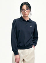 Tencel Wool Embroidery Polo Top