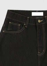 [Non-fade] Twist embroidered wide denim pants