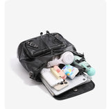 Y2K Oil-Waxed Leather Pocket Mini Backpack 2-Way
