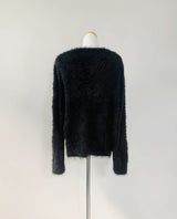 Katsumi Loose-Fit Fur Cardigan (Black)