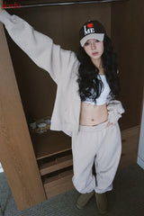 Napping Thick Soft Hooded Zip-Up Set