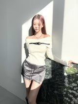 Western belt off slim knit (3color)