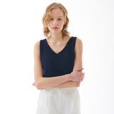 リネンVネックノースリーブニット NAVY