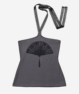 Lace Fan Halter Top #Charcoal(墨)
