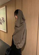 オフショルダー フード ニット