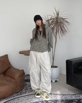 Needeu Crop Stripe Zip Up