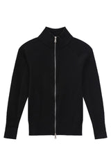 Fitted Ribbed Knit Zip Cardigan