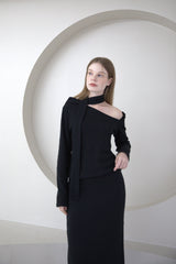 Unbalanced Muffler Knit Black