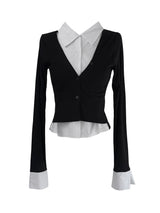 basic shirt layered cardigan (2color)