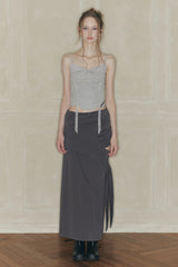CUT-OUT LONG SKIRT charcoal