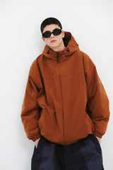 SMOOTH HOODED JACKET CARAMEL