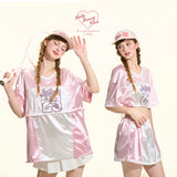 [GirlyFancyClub] スイート＆クール 配色 2WAY スポーティーTシャツ