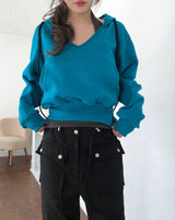 POEN Slit Button Halter Layered Hoodie