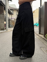 Lipang Curved Cargo Pocket Wide Pants
