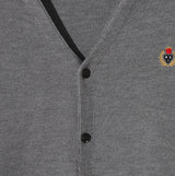Clash waffle embroidery v-neck cardigan