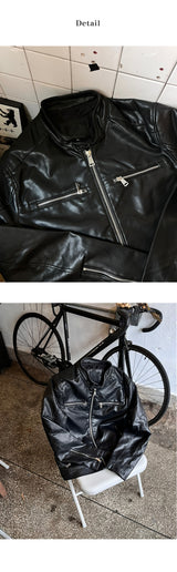 [PROMOTION] Vegan leather shoulder patch jacket