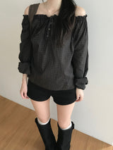 Dear button off-shoulder blouse (2 colors)